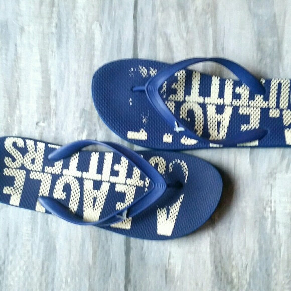 American Eagle Outfitters Blue Icon Logo Flip Flop Rubber Thong Sandal 10/11COPY - Picture 7 of 14